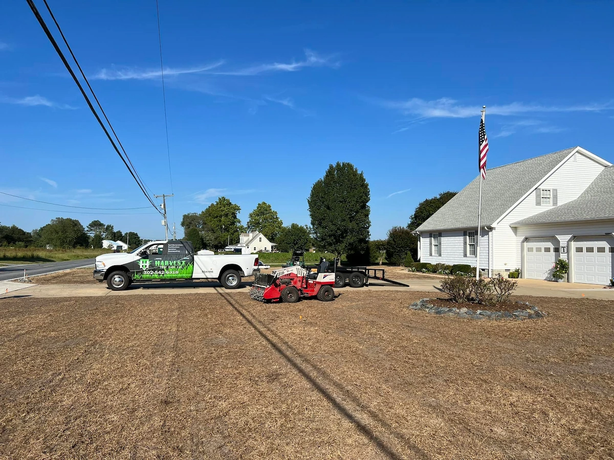 Before healthy lawn transformation Harvest Turf Care Sussex County DE